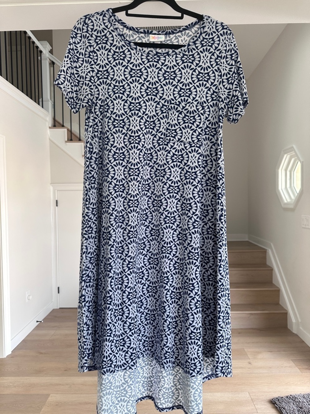 LuLaRoe Purple and Lavender Carly  Dress with Geometric Motif